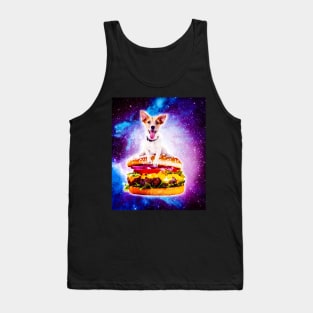 Outer Space Galaxy Dog Riding Burger Tank Top